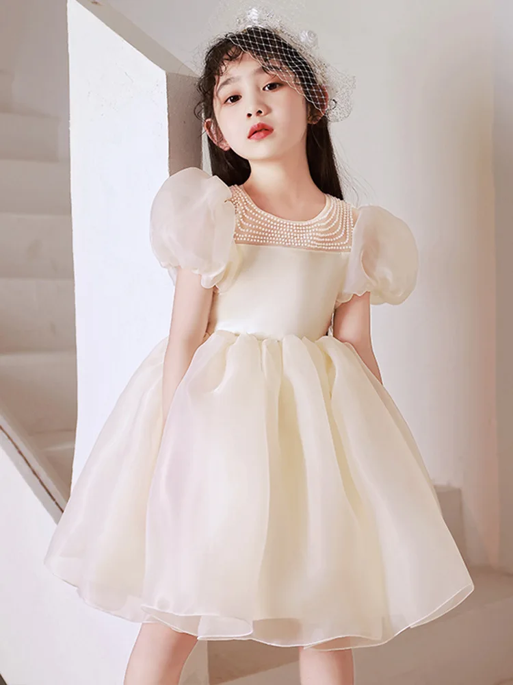 

Детская одежда, шикарное платье принцессы с искусственным жемчугом, кружевом и бантом, детское платье для свадьбы, дня рождения, выпускного бала, на 1-8 лет