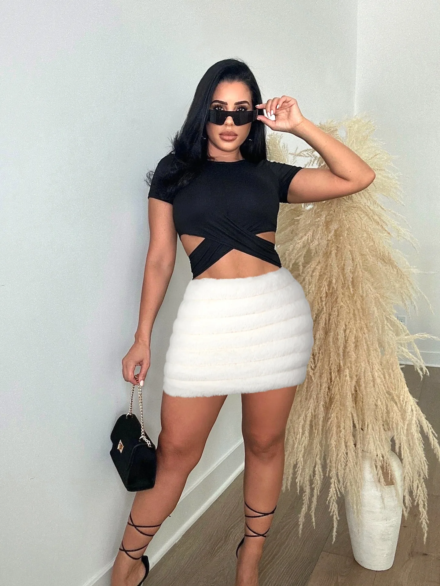 

DEARIRIS Women's Sexy Skirt Zipper Cotton Plush Fur Skirt