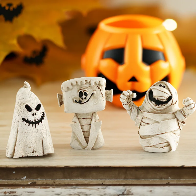 

2023 Halloween Pumpkin Head Ghost Decoration Resin Ornament Tabletop Garden Decorations All Saints Day