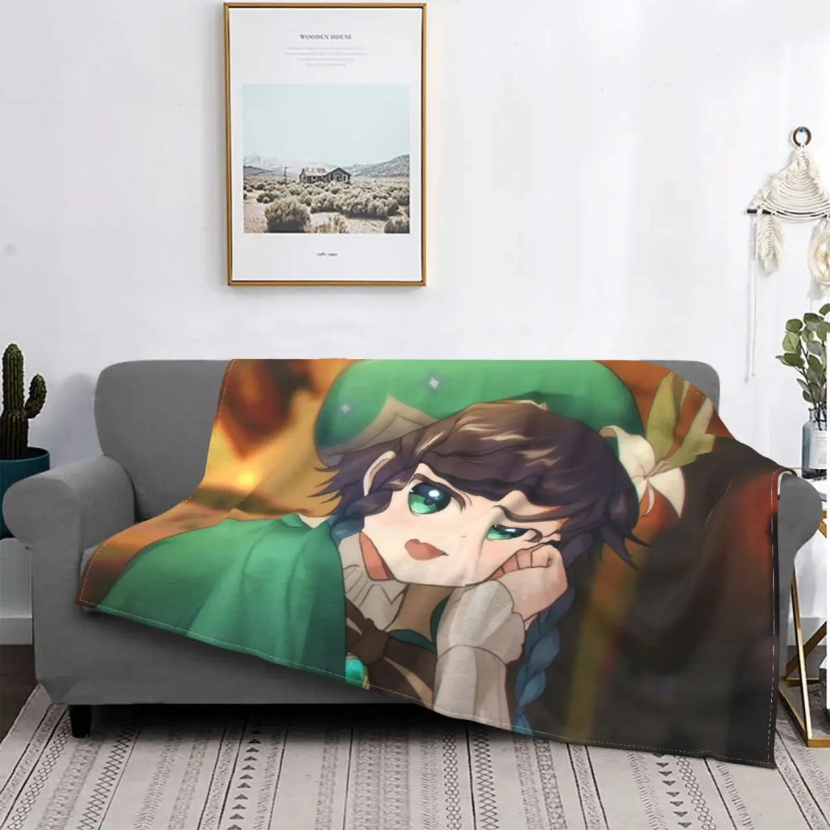 

Blanket Fleece Soft Flannel Anime Genshin Diluc Ragnvindr Rebirth Impact Throw Blankets for Bedding Couch Travel Spring Autumn