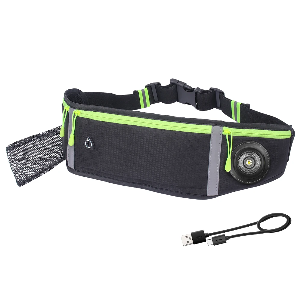 BORUiT Sports Waist Pack Lamp Running Belt Waist Bag Light Waterproof Fanny Pack Wallet Belt Portable Phone Holder Gym