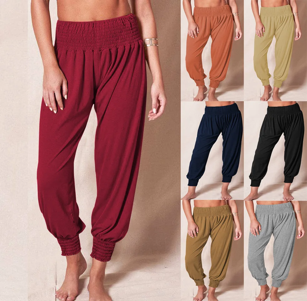 

Newest Harem Pants 2022 Home Casual Loose Long Trousers Solid Color Sports Wear Women's Yoga Leggings Trousers Women Sweat Pants