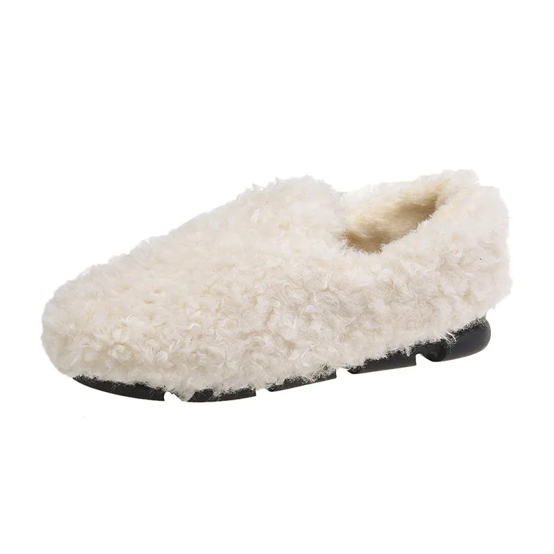Зимняя обувь женские лоферы на меху повседневные кроссовки Modis с круглым носком