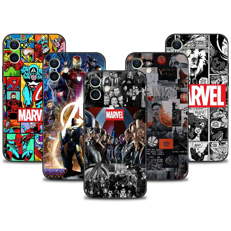 

Mobilephone Case for Apple iPhone 13 11 12 Pro Max XR X 8 7 6 6S Plus XS SE 13mini 12mini 5 5S Silicone Cover Marvel Comic Flag