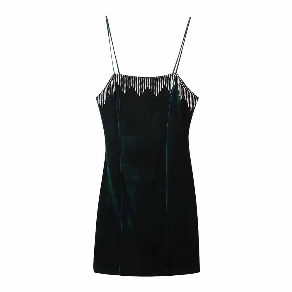 

Женское бархатное платье с бахромой и лямкой на шее, в стиле ретро