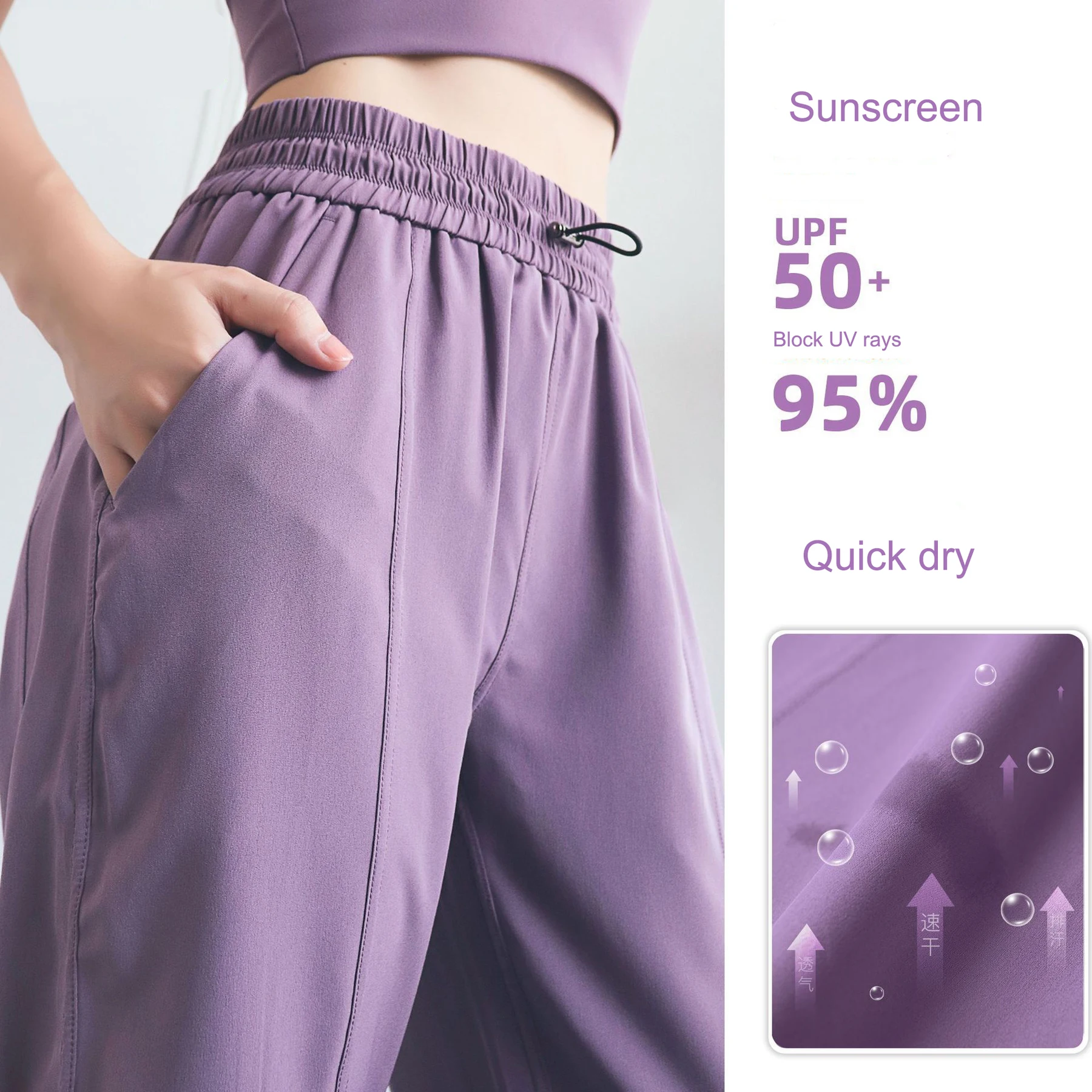 

Sunscreen Yoga Running Pants Luluwomen Drawstring High Waist Fitness Quick Drying Loose Casual Harlan Legged Pants Women