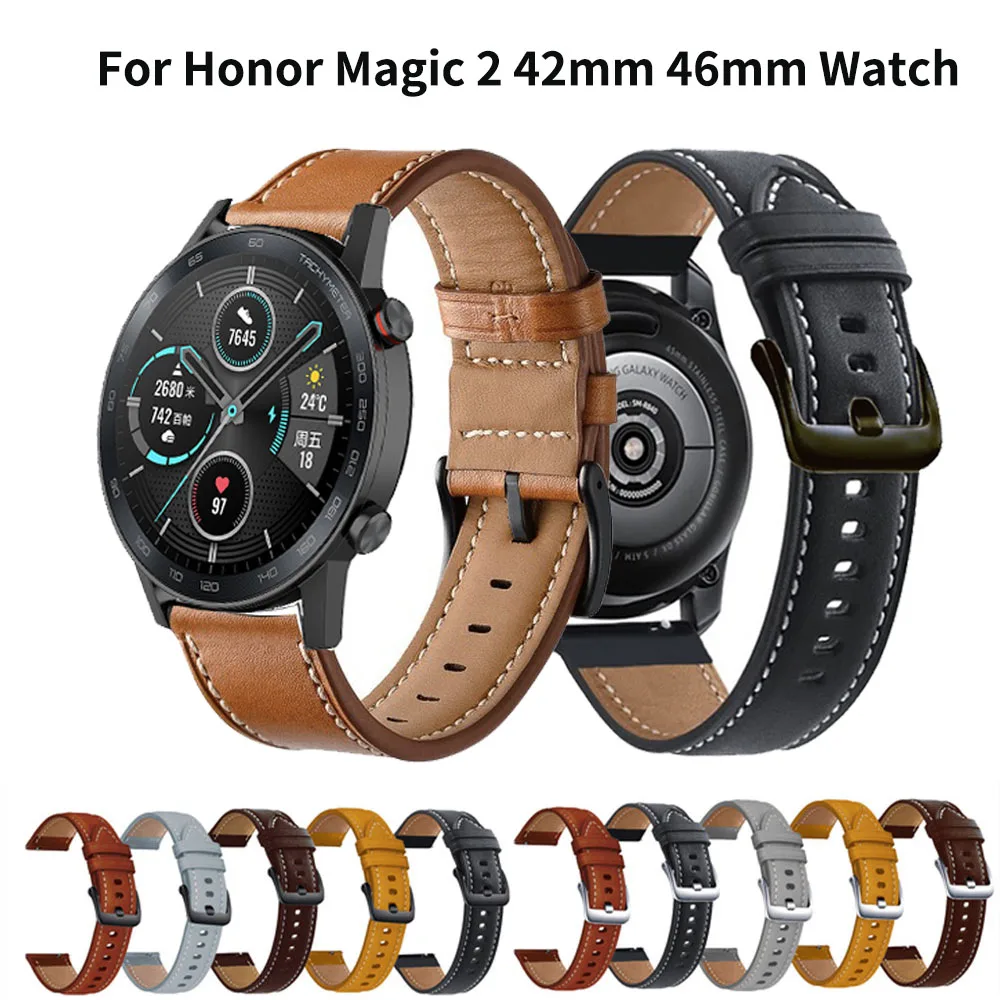 Кожаный ремешок 20 мм 22 для Honor Magic Watch 2 42 46 браслет-ремешок 5/4 Pro/GS 3/ES Sport Correa Belt