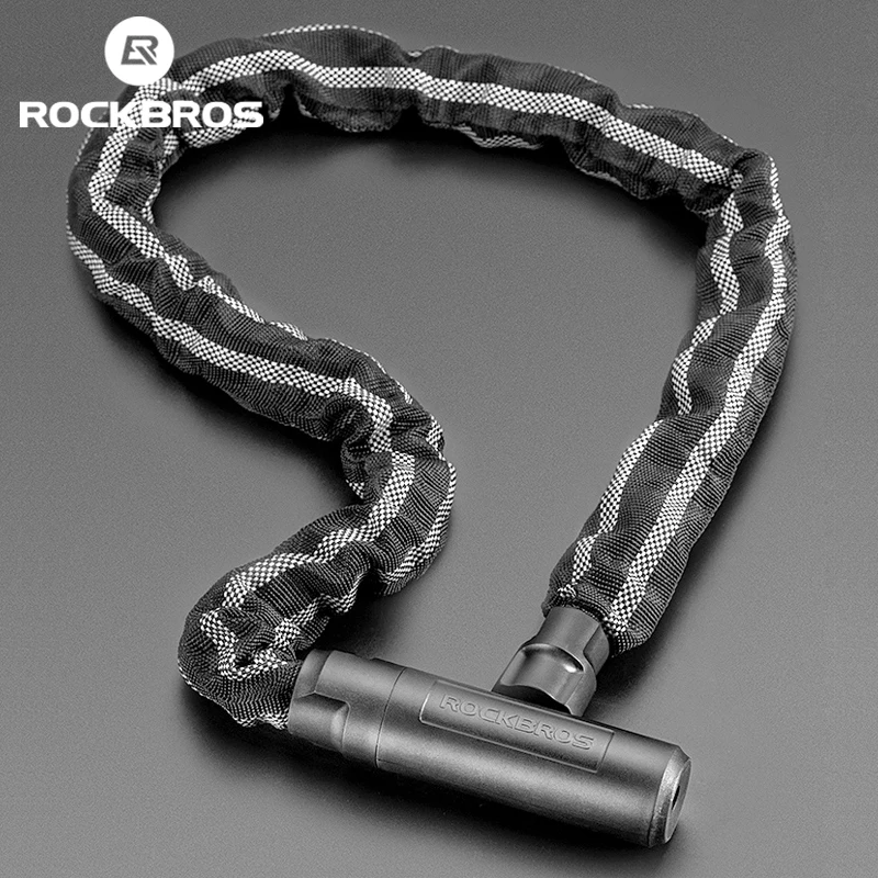 

ROCKBROS Bike Lock Zinc Alloy Durable Chian Motorcycle Anti-theft Lock Reflective Multifunctional Durable Key Bicycle Lock 116CM