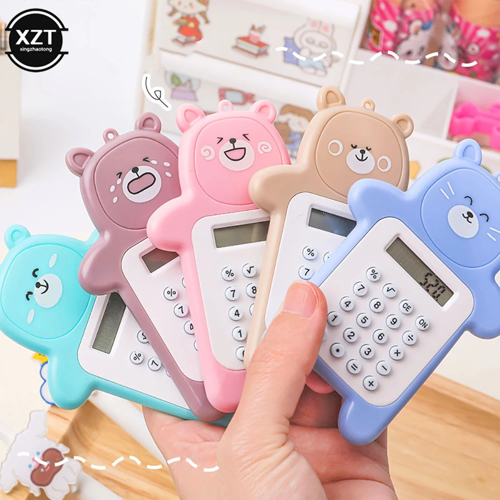

Creative Bear Expression Cute Portable 8 Digits Mini Cartoon Display Calculator School Supplies