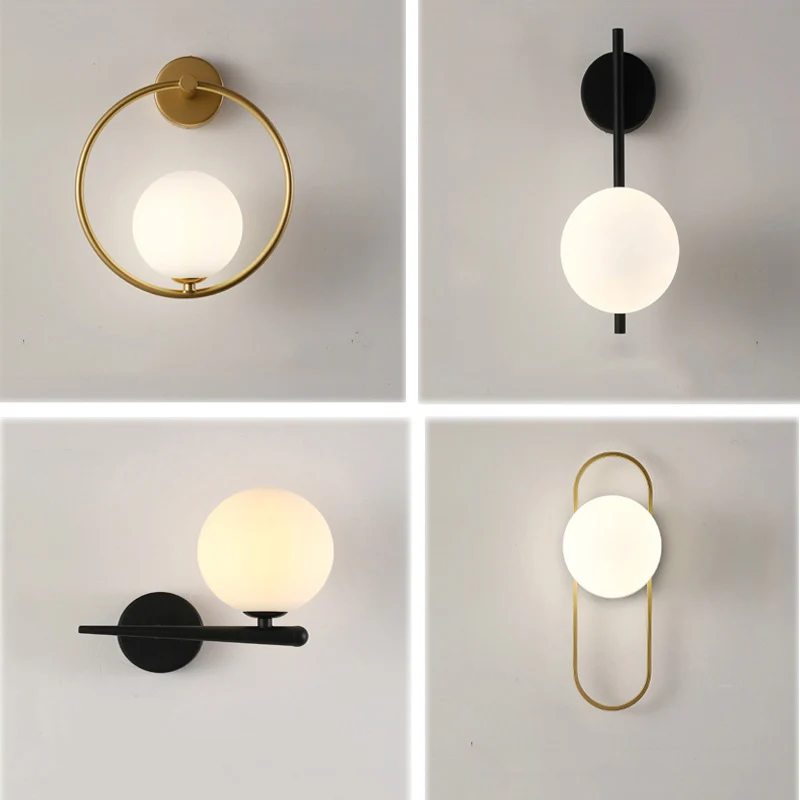 

Indoor LED Wall Lamps for Bedside Bedroom with G9 9w Bulb LED Glass Ball Wall Lighting Wall Sconce for Dinning Room Black Gold