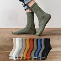 1 pairs new fashion mens cotton knitted long socks solid japan style classic loose socks autumn winter warm socks 10 colors hot