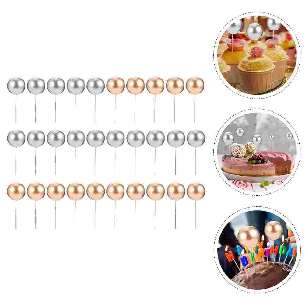 

50pcs Balls Cake Insert Picks Decorative Balls Dessert Topper Cake Accessory