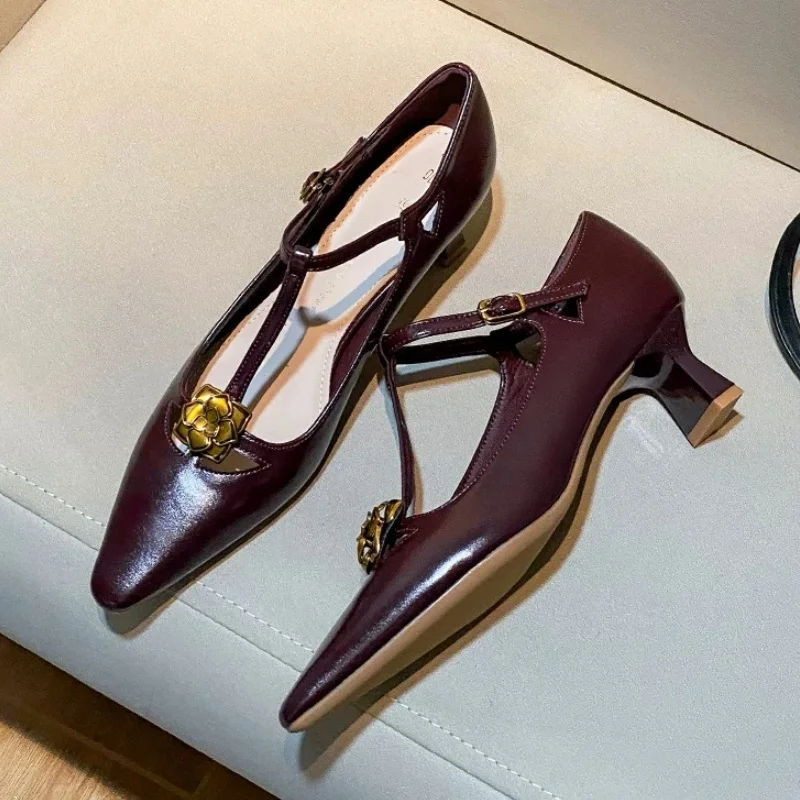 Женская обувь на высоком каблуке с острым носком модные сандалии цветочным