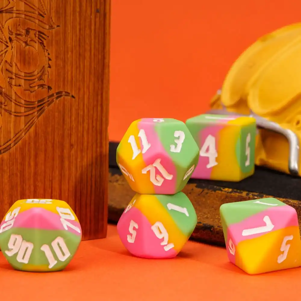 Cusdie 7Pcs Силиконовые кости DND Новый гибкий многогранник D4 ~ D20 для ролевых игр WarHammer Настольная игра D & D