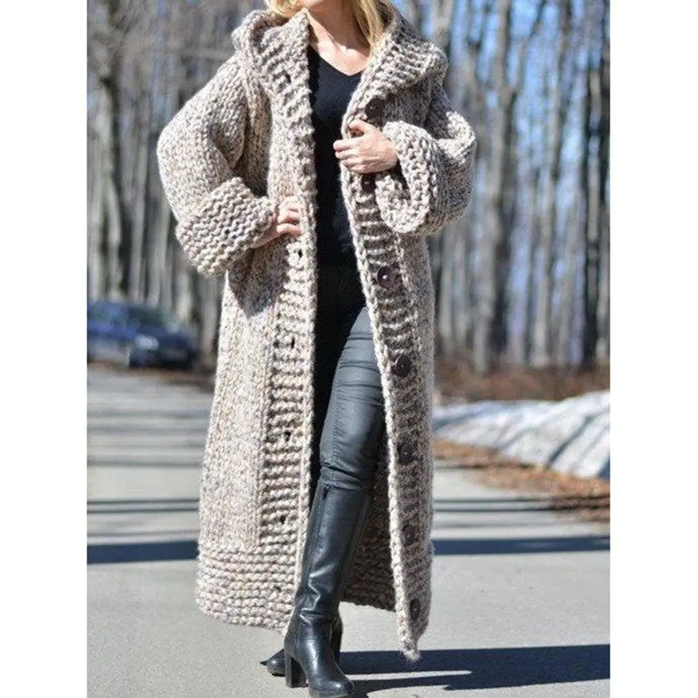 

Длинный свитер в европейском и американском стиле, куртка, кардиган с длинными рукавами, кардиган с карманами, однотонные Свободные Повседн...