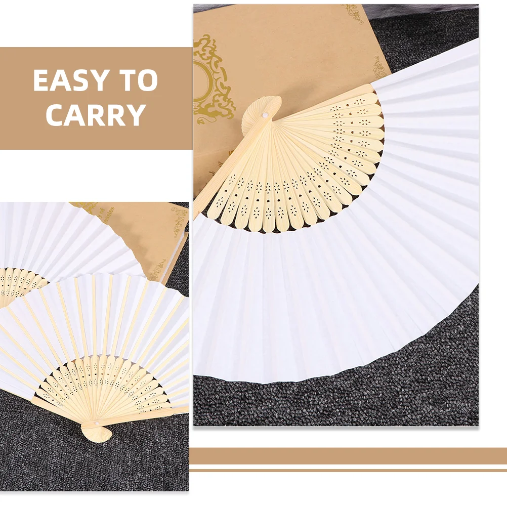 12 шт. складной веер ручной белый китайский тканевый для женщин бумага бамбук