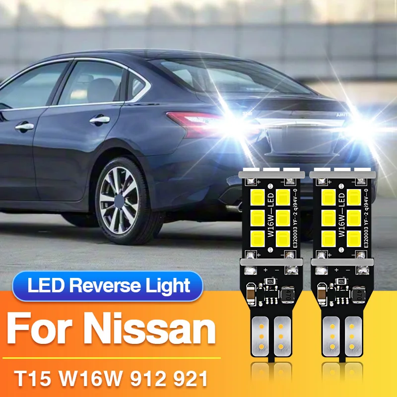 Фото 4×LED-лампы заднего хода T15 W16W 921 912 для Nissan Altima/Frontier/Maxima/Titan/GT-R/Terrano D10/Tiida C12 C13/Quest №1