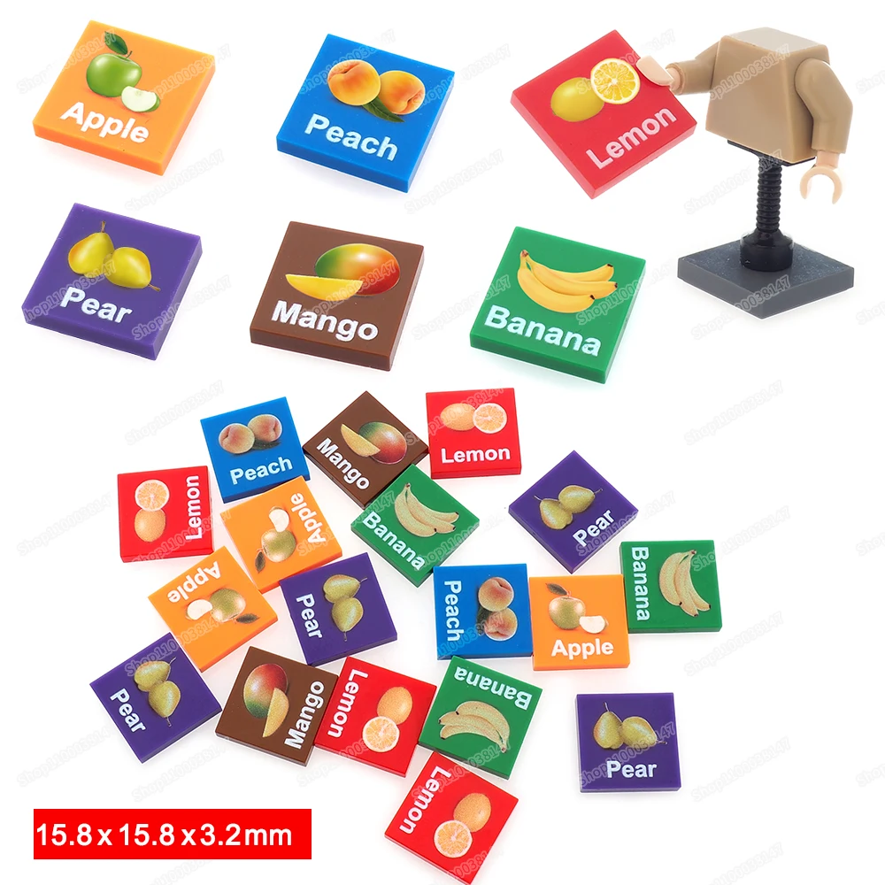 

Educational Printed Tiles 3068 Fruit Identify Building Block 2*2 Moc Figures Teaching Accessories Assemble Model Child Gift Toys