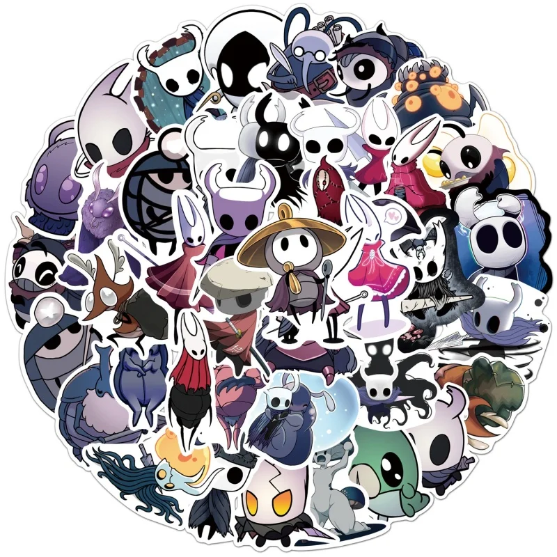 10/30/54Pcs Hot Game Hollow Knight Cartoon Sticker Luggage Guitar Laptop Diary Helmet Kid Toy Gift Waterproof Graffiti DIY Decal
