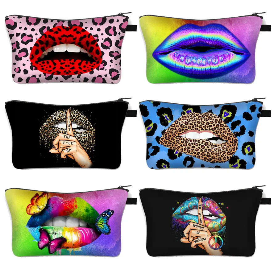 

Fashion Personality Sexy Lips Cosmetic Bags Women Make Up Bag Zipper Pouch Ladies Cosmetic Case Girls Lipstick Holder for Gift