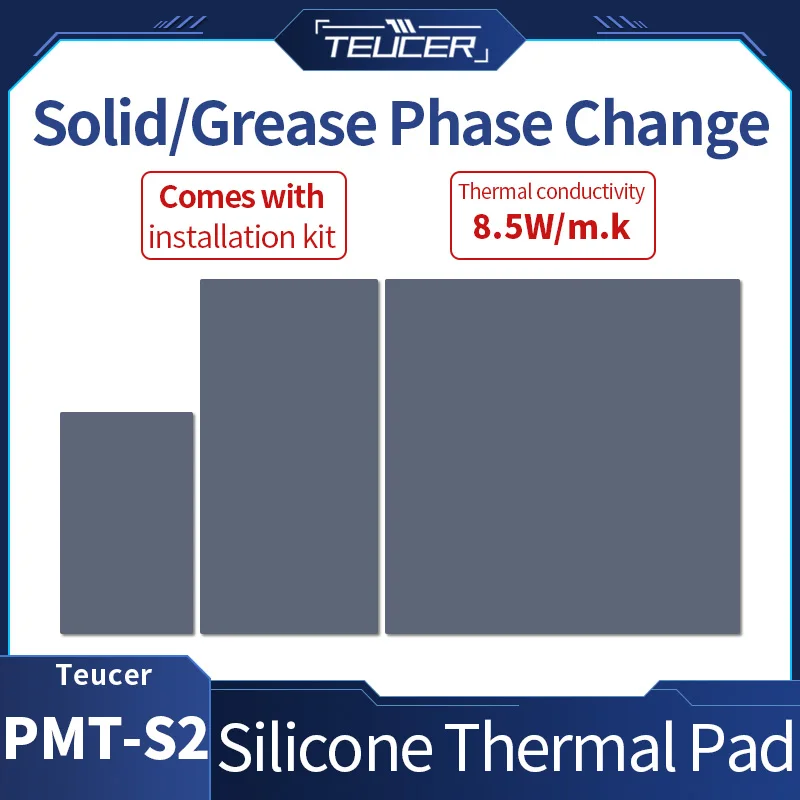 

TEUCER PMT-S2 PC Laptop GPU CPU Motherboard Graphic Cooler Thermal Pad 8.5W Solid State Silicone Grease Phase Change Sheet 80x80