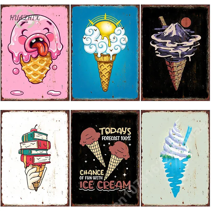 

Ice Cream Books Metal Tin Sign Retro Bar Pub Club Signs Iron Plaque Vintage Home Living Room Wall Aesthetic Decor Posters Craft