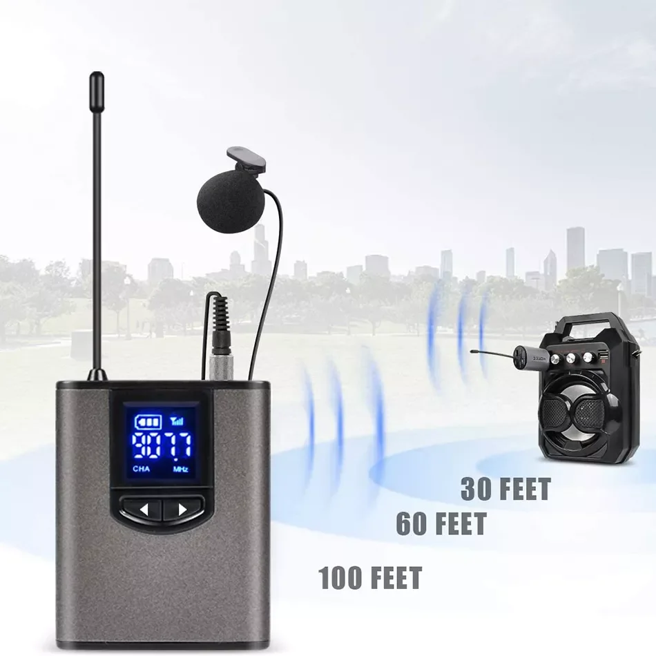 УВЧ беспроводная гарнитура микрофон/петличный микрофон на лацкане + передатчик