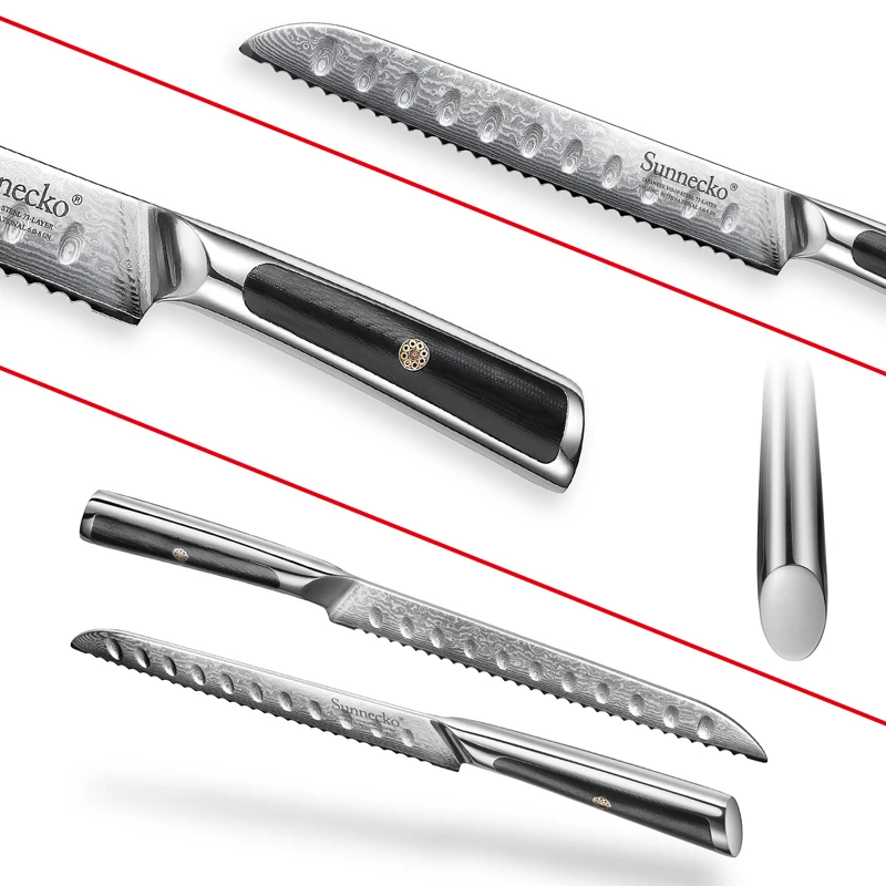 Набор кухонных ножей из дамасской стали SUNNECKO 8 Дюймов 5 дюймов