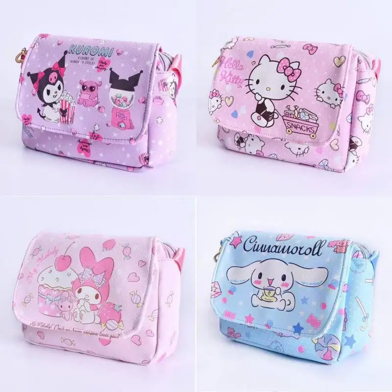 

New Kawaii Sanrioed Kuromi Hello Kitty Cute Double Zipper Buckle Waterproof Phone Case Shoulder Crossbody Bag Toys for Girls