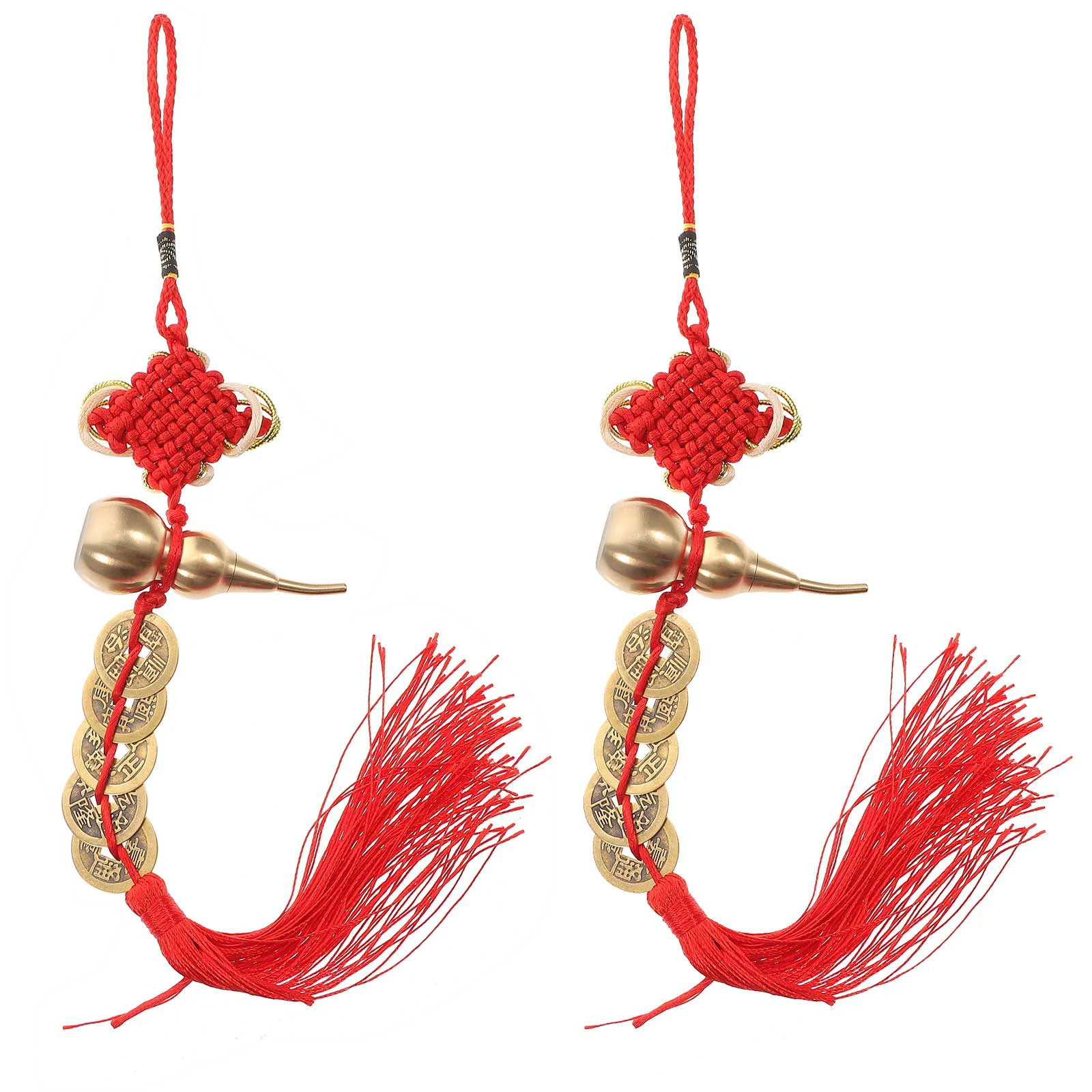 

2pcs Festival Supplies Gourd Pendant Chinese Style Pendant Gourd New Year Pendant Front Door Decor New Year Decoration