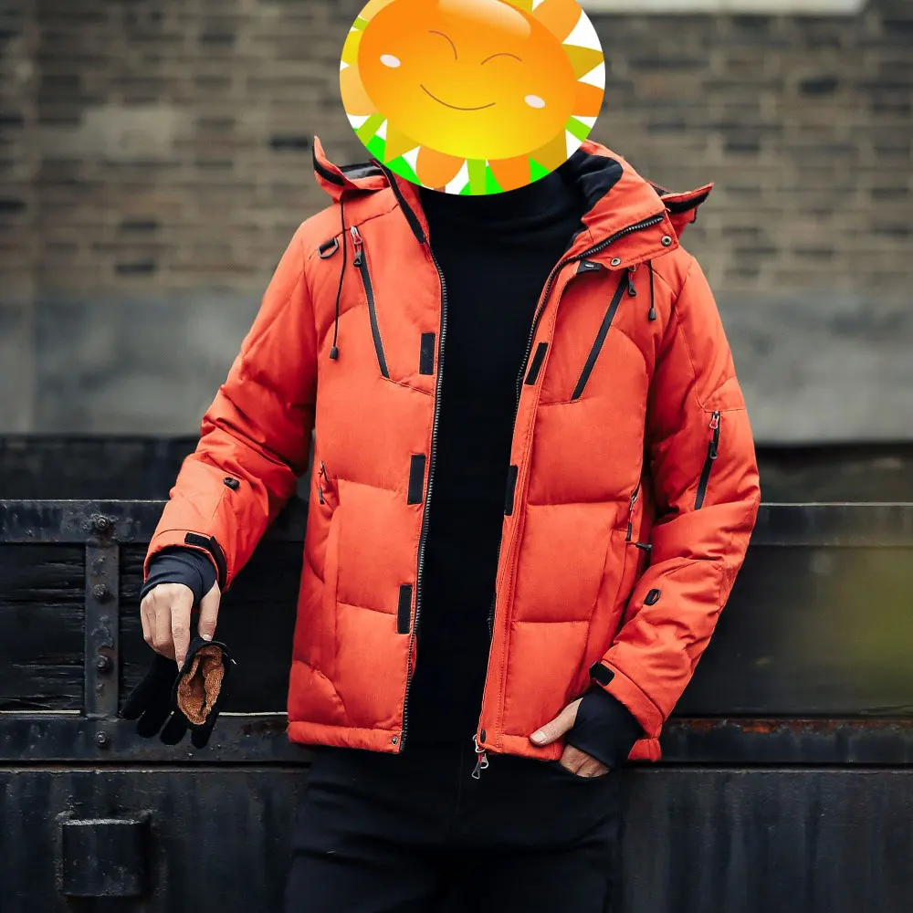 ZOZOWANG Duck Down Jacket Men Thicken Hooded Long Sleeve Blue Down Zipper Pocket Coat Warm Feather Winter Men Down Jacket 5XL