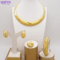 exquisite large style italian dubai gold jewelry set lightning shape necklace set for women wedding dinner gifts