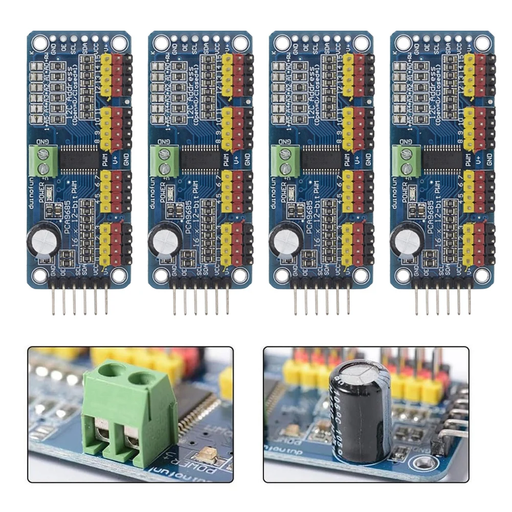 Фото Плата управления робототехникой для проектов Arduino: 16-канальный многофункциональный драйвер двигателя, регулятор напряжения, контроллер I2C №1