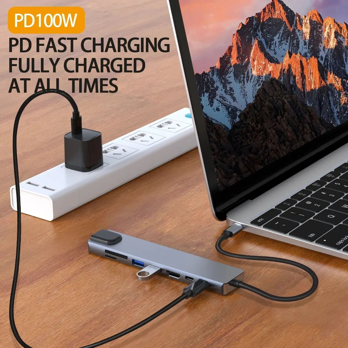 USB C Hub 4K @ 60Hz Ethernet 8 в 1 многопортовый адаптер к HDMI док-станции Тип донгл