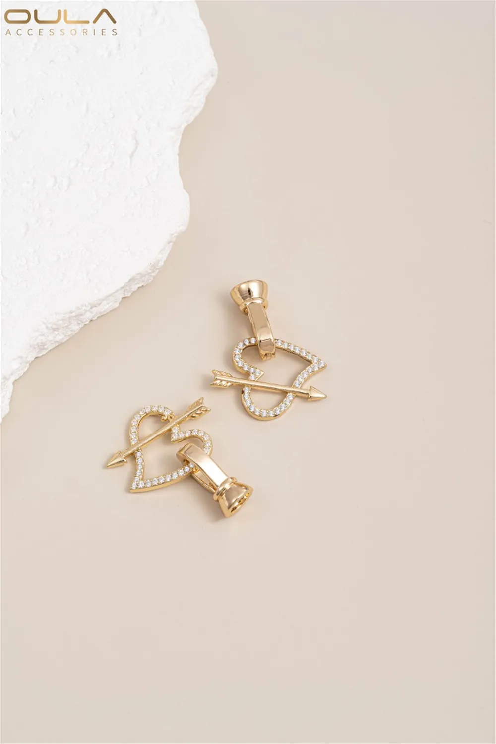 14K сумка Золотая циркониевая стрелка через сердце Бабочка пчела жемчужное