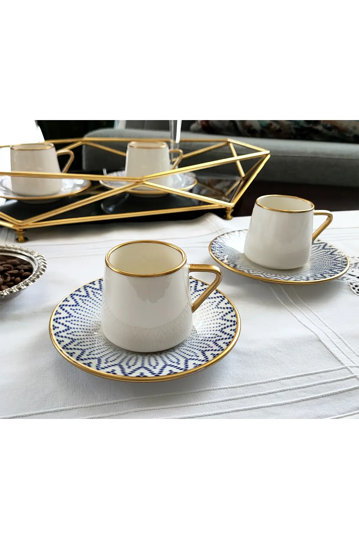 

Удивительный турецкий греческий арабский Набор чашек для кофе и эспрессо позолоченная чашка для кофе Набор для 6