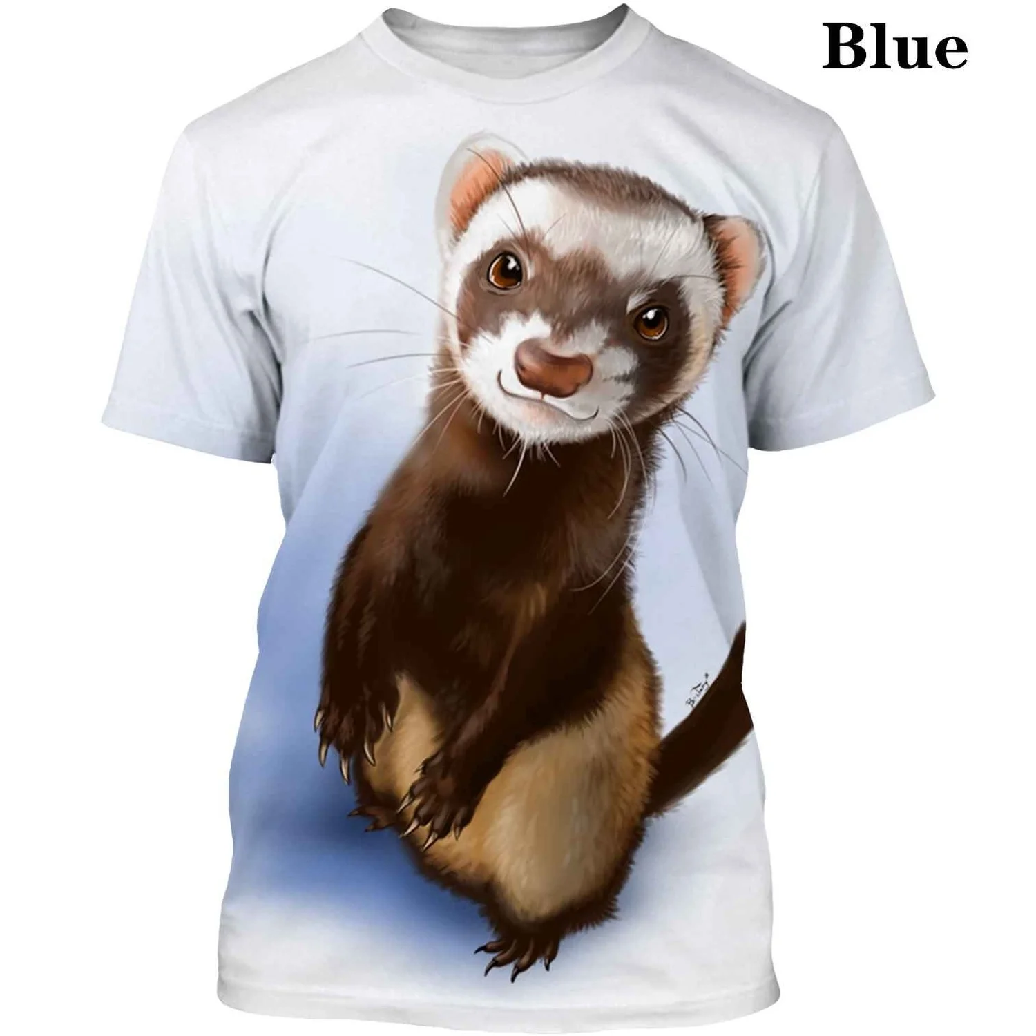 Летняя новая футболка с 3D-принтом для мужчин и женщин милым хорьком Повседневная
