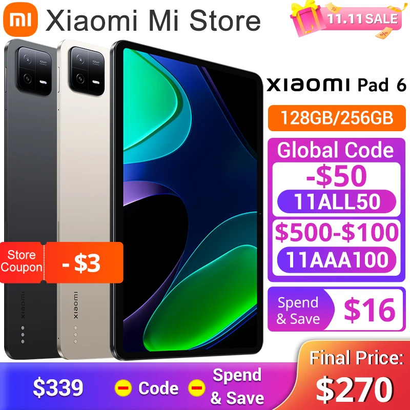 Xiaomi Pad 6: La Versión Global Que Eleva La Experiencia de Tabletas a Nuevos Estándares 1 Xiaomi Pad 6 versión Global, Snapdragon®Tableta 870 de carga rápida, 33W, cámara de 13MP, 8840mAh, 144Hz, 11 ", WQHD + pantalla para el cuidado de los ojos