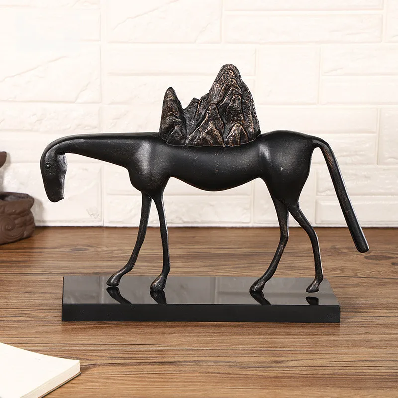 

China Quality home decor light luxury black creative decorations modern art marble horse sculpture interior other home decor