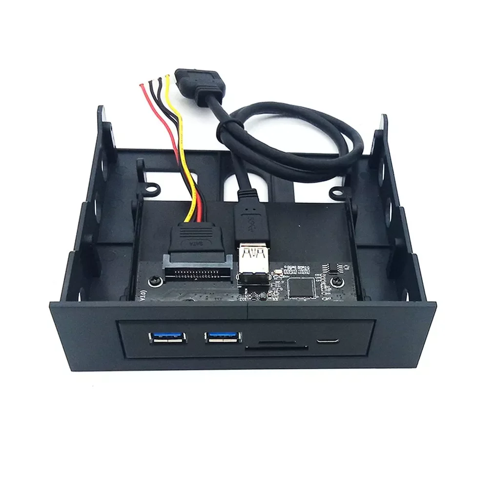 33S50-RTK 3 in 1 Card Reader USB 3.0 Front Panel Media Type-c Dual USB 3.0 Port Hub Dashboard PC Front Panel with Power Cable -