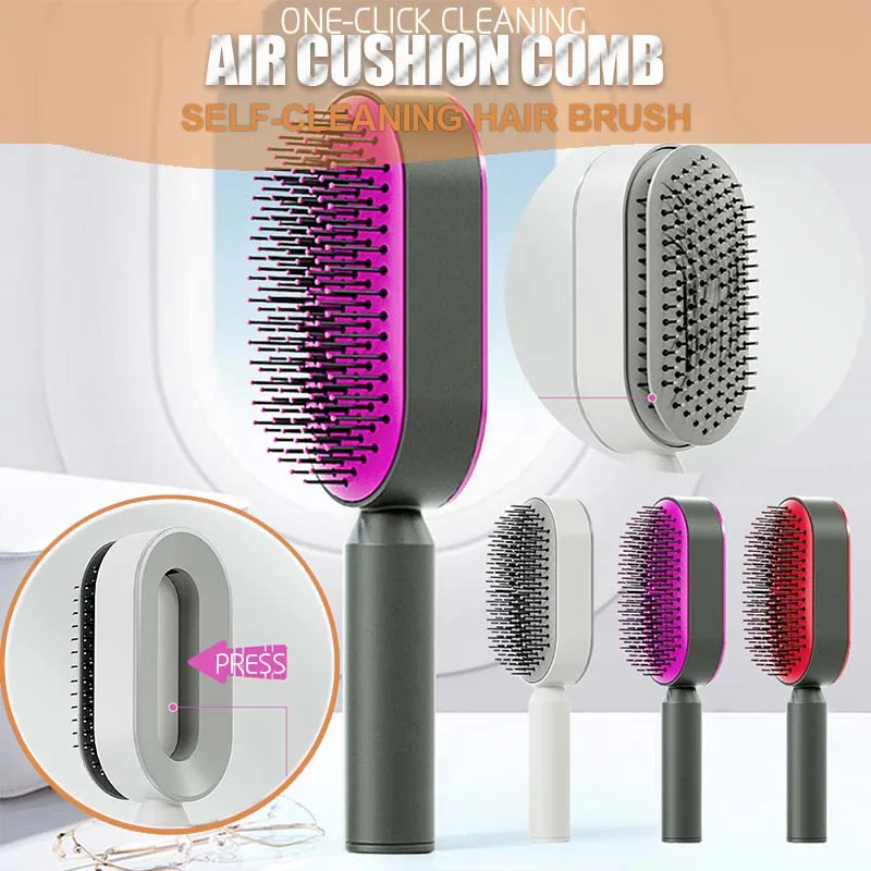 

Self Cleaning Hair Brush for Women One-key Cleaning Hair Loss Airbag Massage Scalp Comb Anti-Static Hairbrush Dropshipping