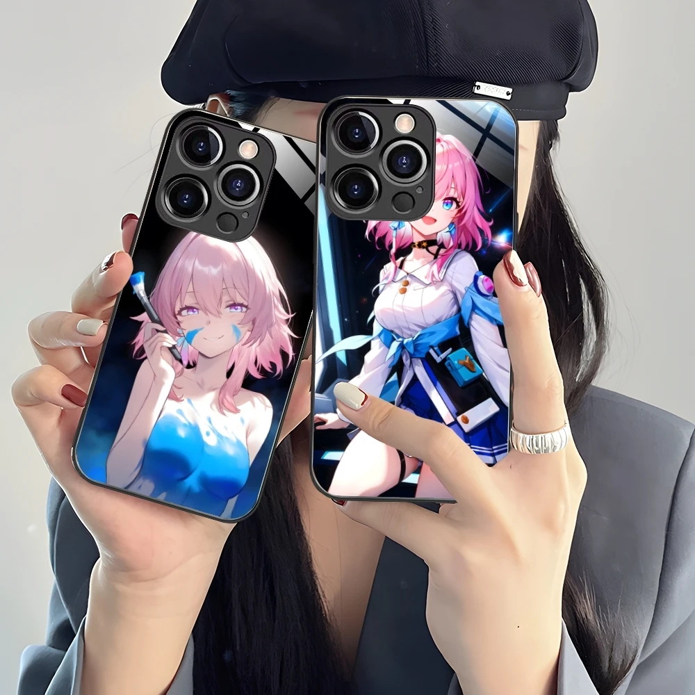 Чехол для мобильного телефона Honkai Star Rail March iPhone 16 15 14 13 12 11 X XR XS 8 Pro Max Plus стеклянный