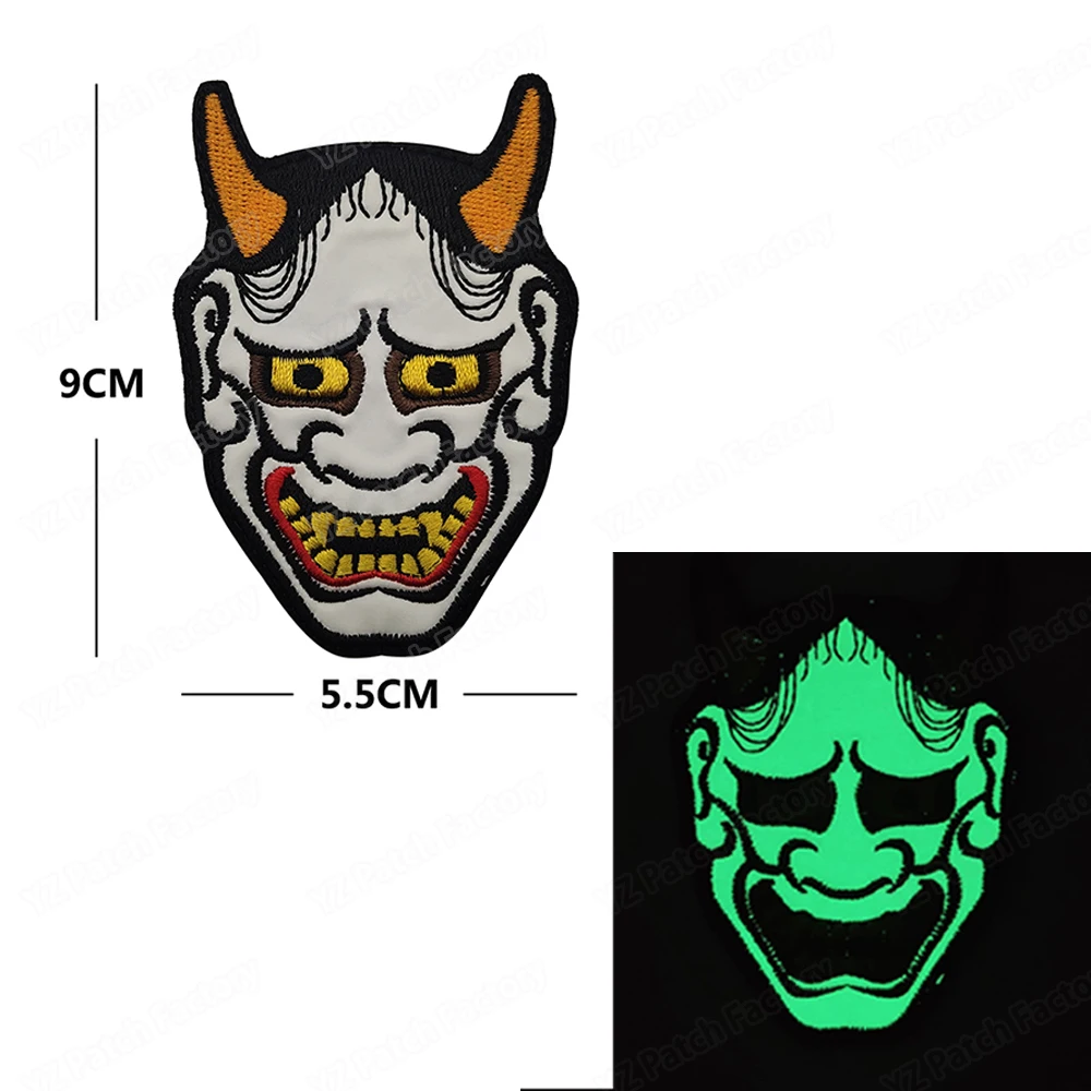 GhostWire: Токийская японская маска праджна вышитая тканевая нашивка демон кабуки