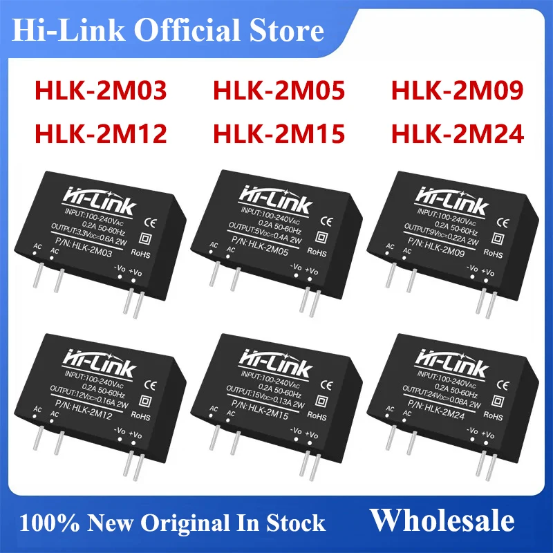 Фото Hi-Link 10 шт. 2 Вт 3,3 В 5 В 9 В 12 В 15 В 24 В Источники питания переменного и постоянного тока Интеллектуальный модуль HLK-2M05 HLK-2M12 HLK-2M24 HLK-2M03 HLK-2M09 HLK-2M15 №3