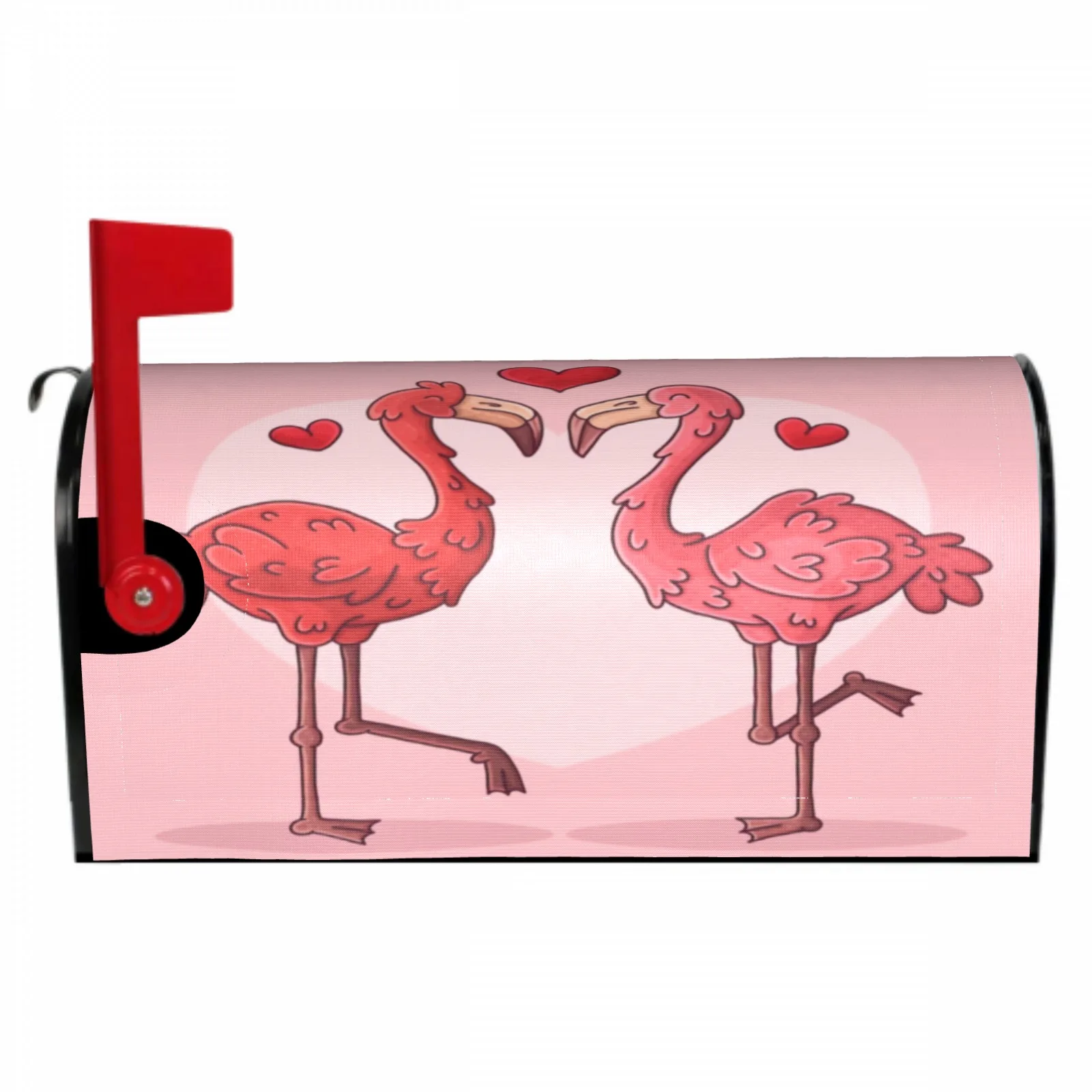 

Valentine's Day Pink Flying Crane Couple Magnetic Mailbox Cover Standard Size Post Box Cover Wrap Decoration Garden Outdoor