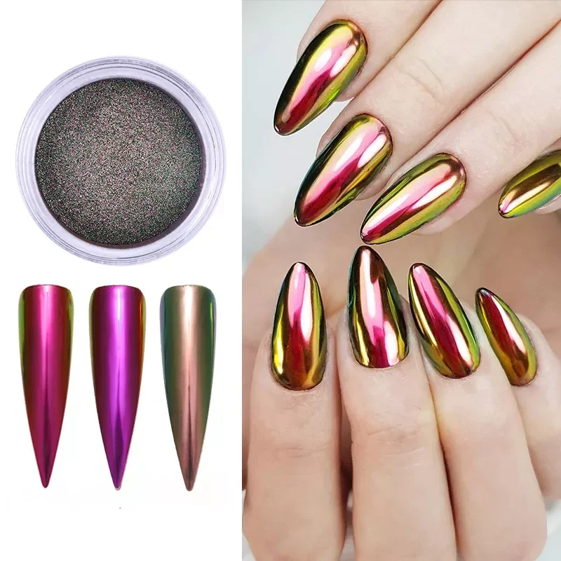 

Box Chameleon Mirror Nail Powder Acrylic Auroras Effect Nail Powder UV Gel Polish Chrome Dust Manicuring Art Decoration
