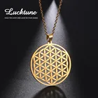 Женское Ожерелье Lucktune из нержавеющей стали с изображением викингов, подвеска с цветком жизни, ожерелье-чокер с рунами и мандалой, ювелирные изделия для шеи 2022