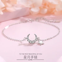 s925 silver star moon bracelet simple personality fresh design ins niche design star moon bracelet