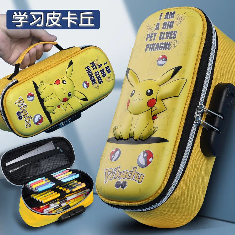 

Pokémon Pikachu Anime Peripheral Three-dimensional Password Lock Zipper Men and Women Portable Multi-layer Stationery Box