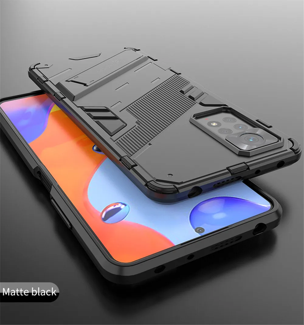 

Redmi Note 11 Global Version Case For Xiaomi Redmi Note 11 11Pro 5G 11S Shockproof Robot Holder Stand Cover Xiomi Red mi Note11